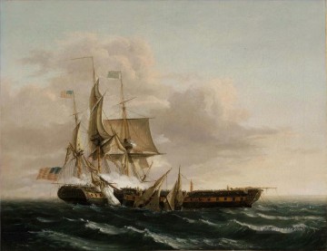 Kriegsschiff Seeschlacht Werke - Thomas Birch Eingriff zwischen der Verfassung und dem Guerriere Seeschlacht